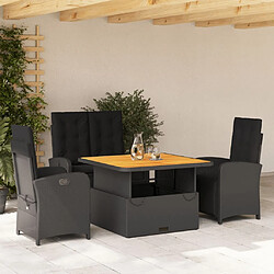 Maison Chic Ensemble à manger d'extérieur 4 pcs avec coussins,Salon de jardin noir -GKD180891