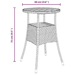 vidaXL Table de jardin Ø60x75 cm Acacia et résine tressée Noir pas cher