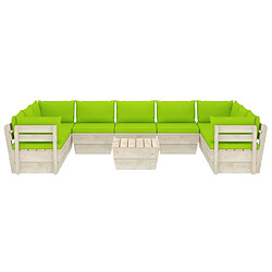 Avis Maison Chic Salon de jardin palette 10 pcs avec coussins - Table et chaises d'extérieur - Mobilier/Meubles de jardin Moderne - Table et chaises d'extérieur - Mobilier/Meubles de jardin Moderne épicéa imprégné -MN13104