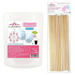 Scrapcooking Préparation barbe à papa bleue 160 g + 25 bâtonnets