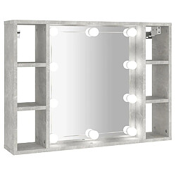 vidaXL Armoire à miroir avec LED Gris béton 76x15x55 cm