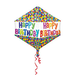 Chandos Amscan Anglez Ballon Motif Geo Happy Birthday