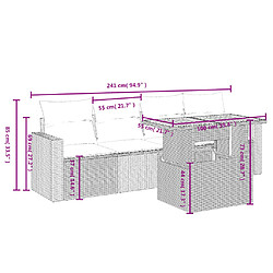 Avis vidaXL Salon de jardin avec coussins 5 pcs beige résine tressée