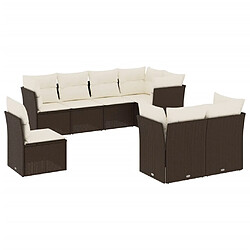 vidaXL Salon de jardin 8 pcs avec coussins marron résine tressée