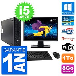 PC HP 600 G1 SFF Ecran 27" Intel Core i5-4570 RAM 8Go Disque 1To Windows 10 Wifi - Occasion