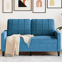 vidaXL Canapé à 2 places Bleu 120 cm Velours