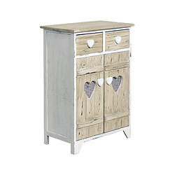 Mobili Rebecca Armoire Commode 2 Tiroirs 2 Porte Bois Clair Blanc Vintage Retro 70x51x30