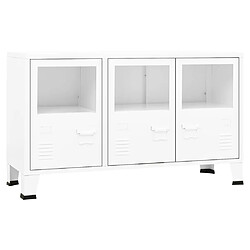 vidaXL Buffet industriel Blanc 105x35x62 cm Métal et verre