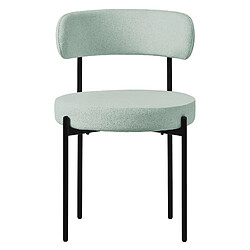 ML-Design Lot de 2 chaises de cuisine rond en tissu teddy vert avec dossier pied en acier