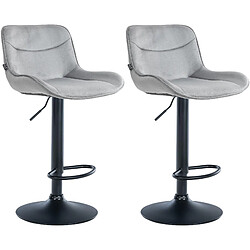 Non Lot de 2 tabourets de bar Vonore velours noir 