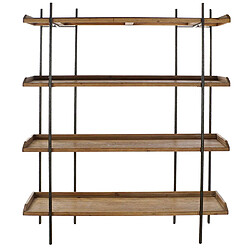 Pegane Etagère, meuble étagère en bois naturel et métal noir - longueur 150 x profondeur 40 x Hauteur 181 cm