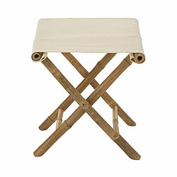 Mes Tabouret pliant 40x40x42 cm en bambou naturel et tissu blanc