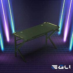 Acheter EGLI Bureau de jeu ergonomique à LED en carbone avec porte-gobelet 120x60 Sportbot LED 120 | Couleur: Noir