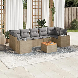 vidaXL Salon de jardin avec coussins 8 pcs beige résine tressée 