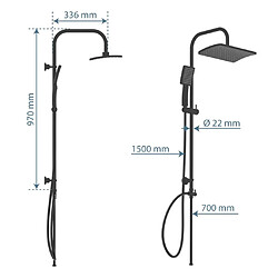 SCHÜTTE Ensemble de douche de tête MALLORCA noir mat pas cher