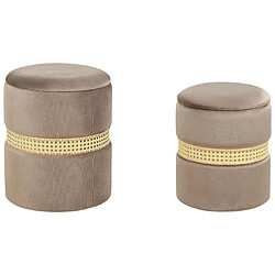 Beliani Lot de 2 poufs coffre en velours taupe MEDFORD