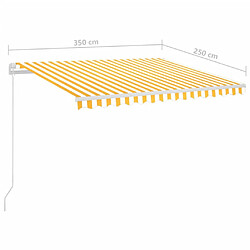 vidaXL Auvent automatique capteur de vent LED 3,5x2,5 m Jaune et blanc pas cher