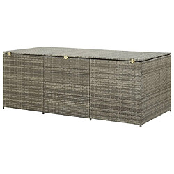 Helloshop26 Coffre boîte meuble de jardin rangement résine tressée 180 x 90 x 75 cm gris 02_0013119 pas cher