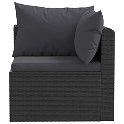 Avis vidaXL Salon de jardin 5 pcs avec coussins Résine tressée Noir