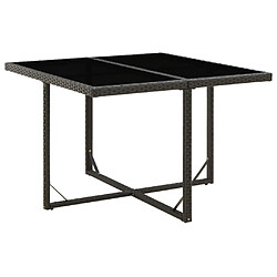 vidaXL Table de jardin Noir 109x107x74 cm Résine tressée et verre