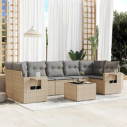 Maison Chic Salon de jardin avec coussins 8 pcs | Ensemble de Table et chaises | Mobilier d'Extérieur beige résine tressée -GKD77234