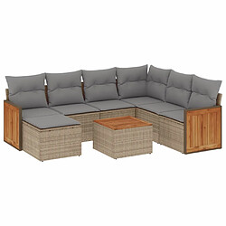 vidaXL Salon de jardin avec coussins 8 pcs beige résine tressée