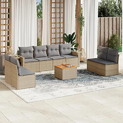 vidaXL Salon de jardin avec coussins 9pcs mélange beige résine tressée 