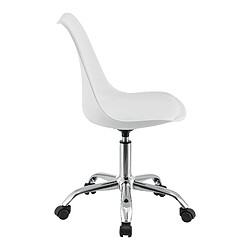 Acheter Chaise de Bureau Design Siège Rembourré à 5 Roulettes Fauteuil Rotatif à 360° et Réglable en Hauteur Polypropylène Similcuir Métal Blanc [en.casa]