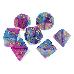 Dés polyédriques Dés multicolores Dice Dix Ten 7 Pièces Dés Polyédriques Jouet D & D Dice, Jeu de Dés, 16 mm, D4, D6, D8, D10, D12, D20