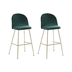 Beliani Tabouret de bar Set de 2 Velours Vert émeraude ARCOLA 