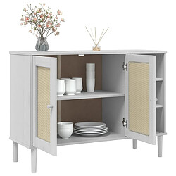 Acheter Buffet commode,console pour rangement SENJA aspect rotin blanc 112x40x80cm bois massif de pin -MN34772