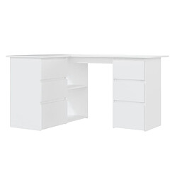 Maison Chic Bureau solide,Table de travail,Bureau d'ordinateur d'angle Blanc 145x100x76 cm Bois d'ingénierie -GKD89384