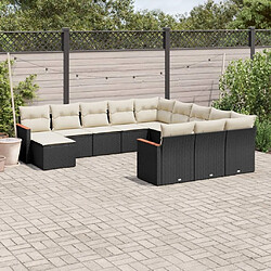 Maison Chic Salon de jardin 12 pcs avec coussins, Ensemble Tables et chaises d'extérieur noir résine tressée -GKD571631