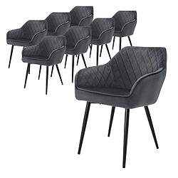 ML-Design Lot 8x chaises de salle à manger rembourré en velours fauteuils salon anthracite 