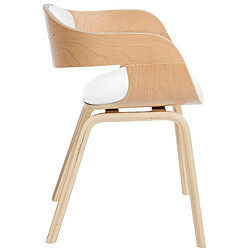 Avis Decoshop26 Lot de 2 chaises de salle à manger design retro en PVC blanc et structure en bois clair 10_0001710