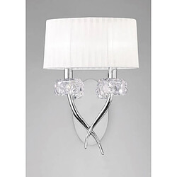 Luminaire Center Applique murale Loewe 2 Ampoules E14, chrome poli avec Abat jour blanc Coloris : chrome poli Coloris de l'abat jour : blanc Largeur en Cm : 31 Hauteur en Cm : 46 Profondeur en Cm : 19 Poids en Kilos : 2,4 Type d'ampoule : E14