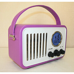 Inovalley Radio-réveil Vintage portative mauve