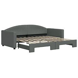 Maison Chic Lit de jour avec lit gigogne et matelas, Lit de repos Lit d'invité pour Salon Chambre,Canapé-lit gris foncé 90x190 cm tissu -MN79850