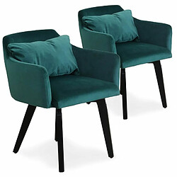 Paris Prix Lot de 2 Fauteuils Velours Scanda 70cm Vert 