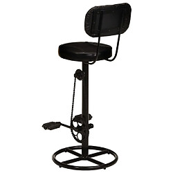 Acheter vidaXL Tabourets de bar lot de 2 noir cuir de chèvre véritable