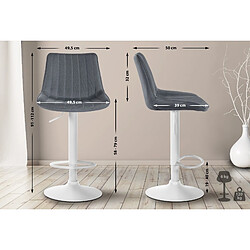 Non Lot de 2 tabourets de bar Toni tissu blanc