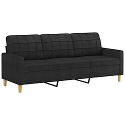 Avis vidaXL Canapé 3 places avec oreillers décoratifs noir 180 cm tissu