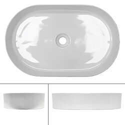 Ecd Germany Lavabo à poser céramique vasque lave-mains salle de bain ovale blanc 605x380 mm