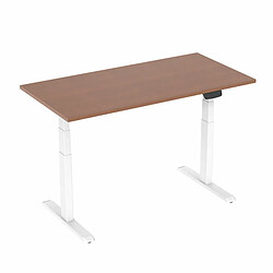 Avis Kimex Bureau motorisé assis-debout 150x75cm Plateau noyer/Pied blanc, Connecté