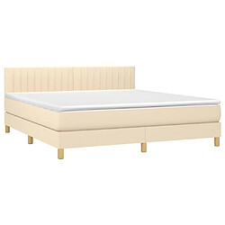 Avis vidaXL Sommier à lattes de lit avec matelas LED Crème 160x200 cm Tissu