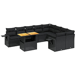 Maison Chic Salon de jardin 10 pcs avec coussins, Ensemble Tables et chaises d'extérieur noir résine tressée -GKD712957