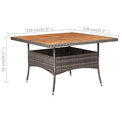 Acheter vidaXL Table d'extérieur Gris Résine tressée et bois d'acacia solide