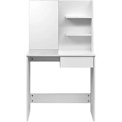 Helloshop26 Coiffeuse avec tabouret miroir et système d'étagères 138 cm blanc 19_0000356