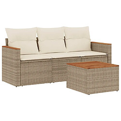 Maison Chic Salon de jardin avec coussins 4 pcs | Ensemble de Table et chaises | Mobilier d'Extérieur beige résine tressée -GKD77863