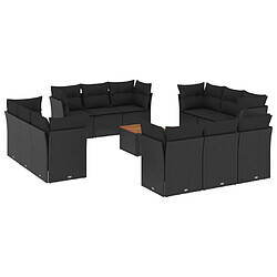 Maison Chic Salon de jardin avec coussins 13 pcs, Ensemble Tables et chaises de jardin, noir résine tressée -GKD867580